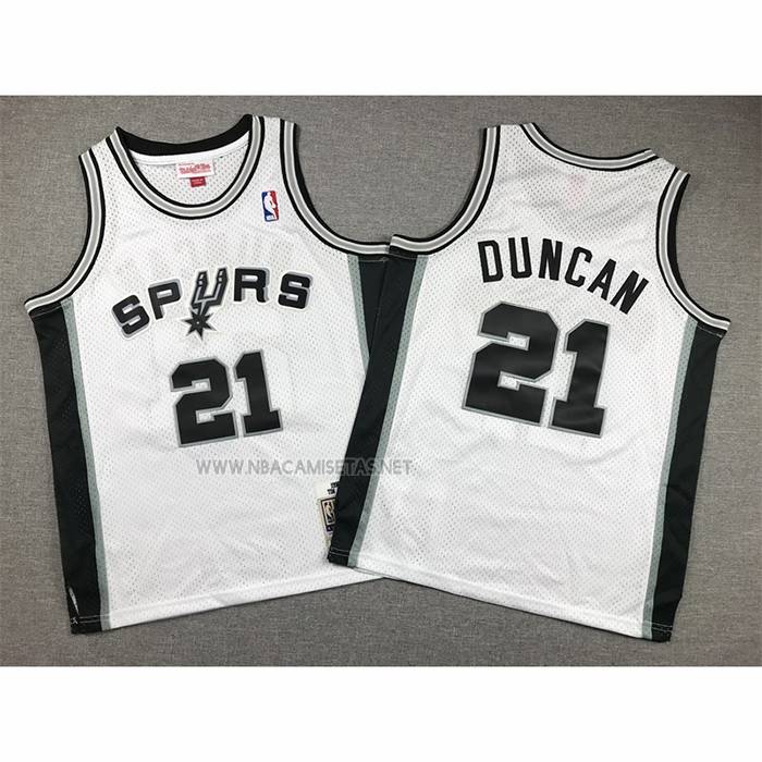 Camiseta Nino San Antonio Spurs Tim Duncan NO 21 Mitchell & Ness 1998-99 Blanco